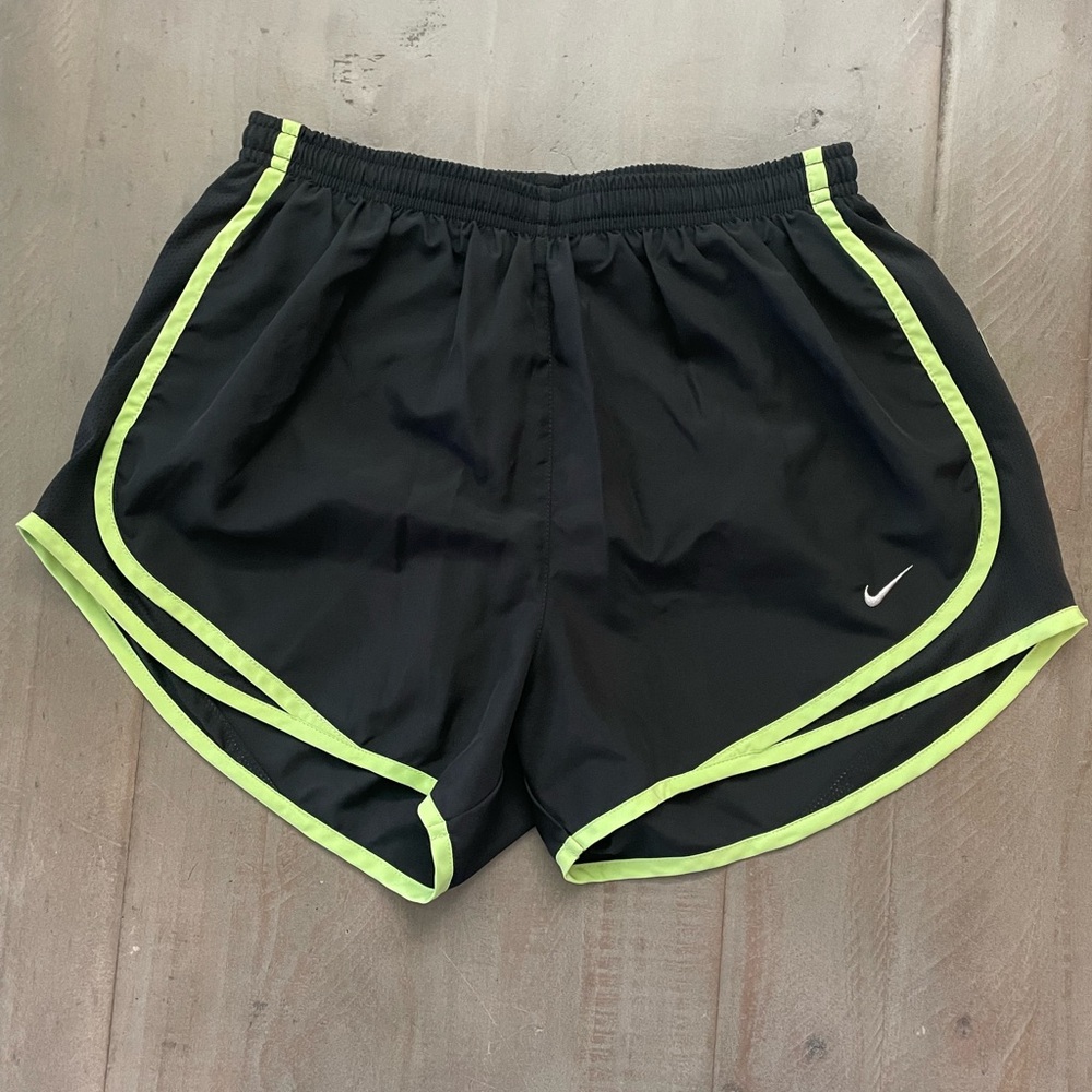 Nike Women's Black and Green Athletic Shorts
